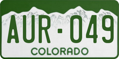 CO license plate AUR049