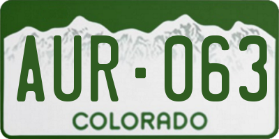 CO license plate AUR063