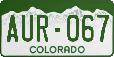 CO license plate AUR067
