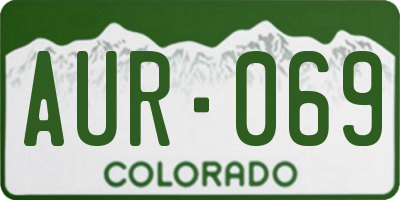 CO license plate AUR069