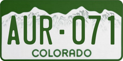 CO license plate AUR071