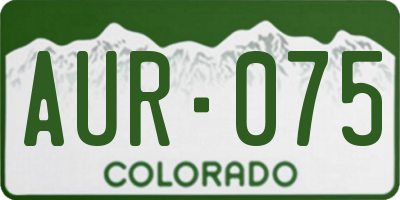 CO license plate AUR075