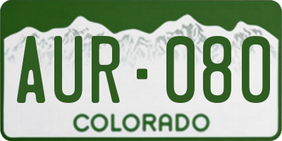 CO license plate AUR080