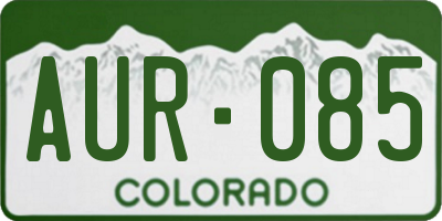CO license plate AUR085