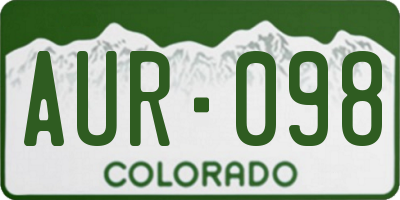 CO license plate AUR098