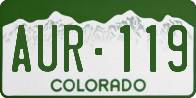 CO license plate AUR119
