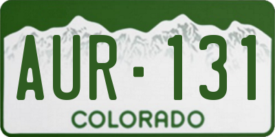 CO license plate AUR131
