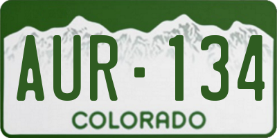CO license plate AUR134