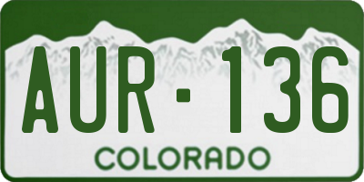 CO license plate AUR136