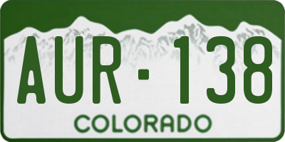CO license plate AUR138