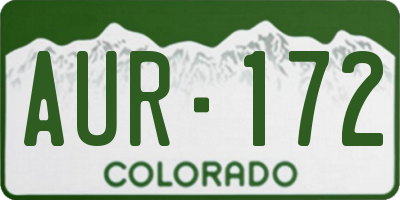 CO license plate AUR172