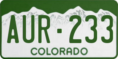 CO license plate AUR233