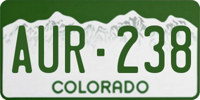CO license plate AUR238