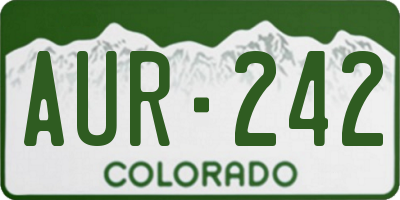 CO license plate AUR242