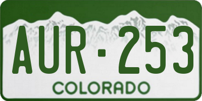 CO license plate AUR253