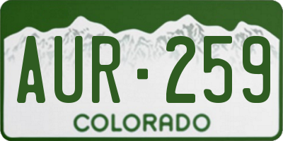 CO license plate AUR259