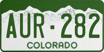 CO license plate AUR282