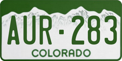CO license plate AUR283