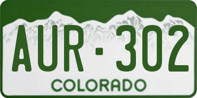 CO license plate AUR302