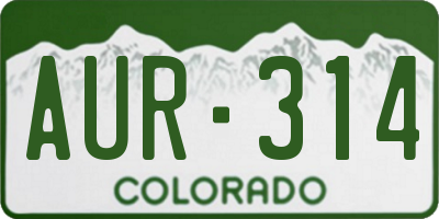 CO license plate AUR314