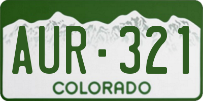 CO license plate AUR321