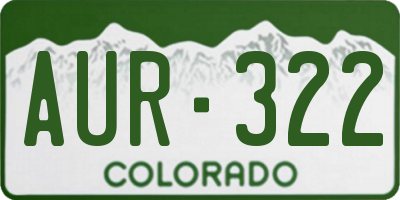 CO license plate AUR322