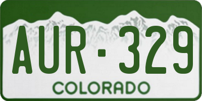 CO license plate AUR329