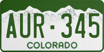 CO license plate AUR345