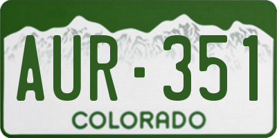 CO license plate AUR351