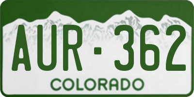 CO license plate AUR362