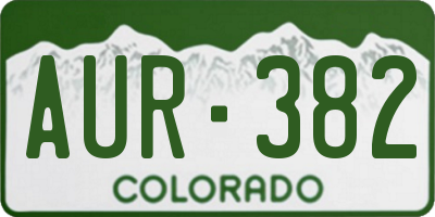 CO license plate AUR382