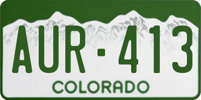 CO license plate AUR413
