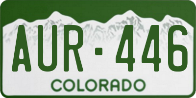 CO license plate AUR446