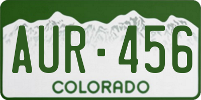 CO license plate AUR456