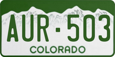CO license plate AUR503
