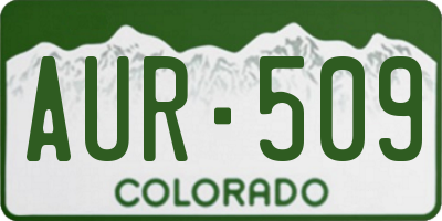 CO license plate AUR509