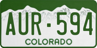 CO license plate AUR594