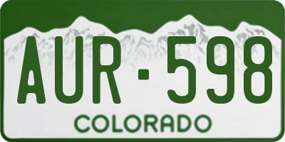 CO license plate AUR598