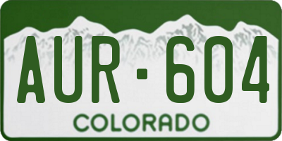 CO license plate AUR604