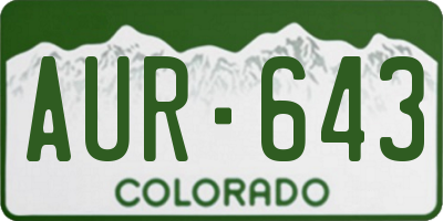 CO license plate AUR643