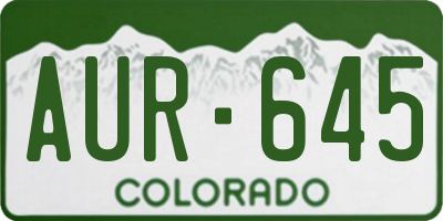 CO license plate AUR645