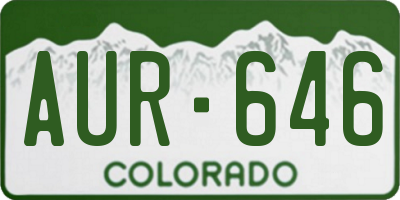 CO license plate AUR646