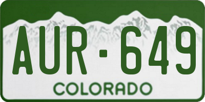 CO license plate AUR649