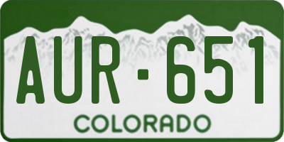 CO license plate AUR651