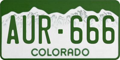 CO license plate AUR666