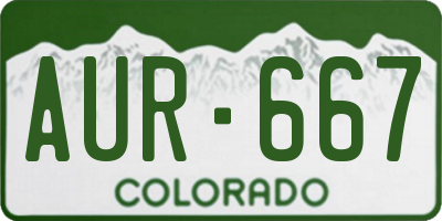 CO license plate AUR667