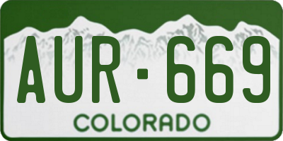 CO license plate AUR669