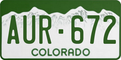 CO license plate AUR672