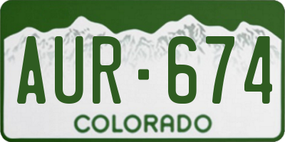 CO license plate AUR674