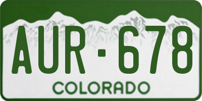 CO license plate AUR678
